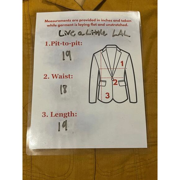 Live a Little Mustard Yellow Denim Blazer Jacket Size Medium dopamine dressing - Picture 9 of 9